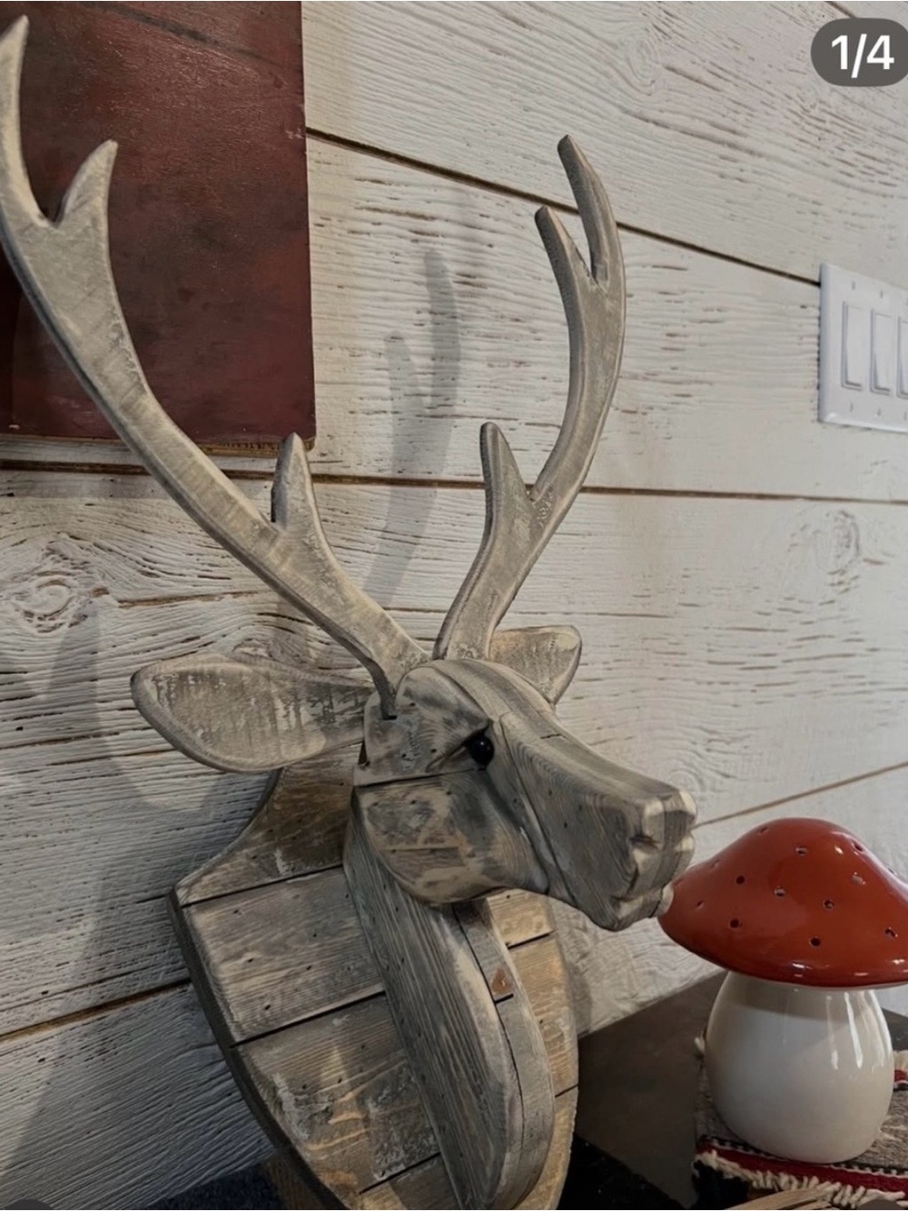 Gray Faux Wood Deer Head Wall Mount - Farmhouse Accent